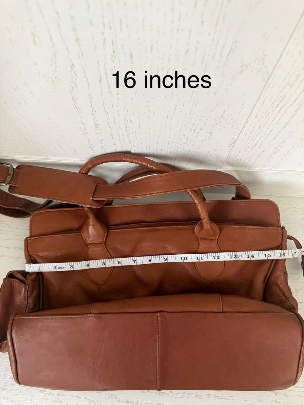Graffeo Leather Briefcase Tote in Cognac